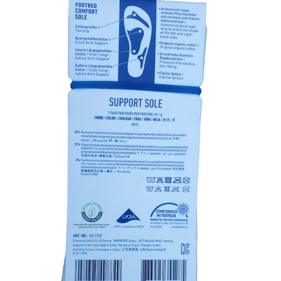 1Pair Birkenstock Men's  White Cotton Footbed Comfort Sole Socks - Picture 5 of 8